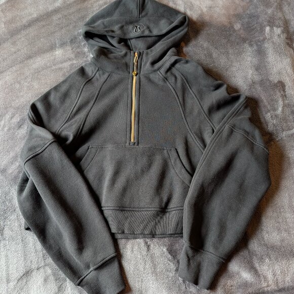 lululemon Scuba Oversized Half-Zip Hoodie in Black/Gold - Picture 1 of 7